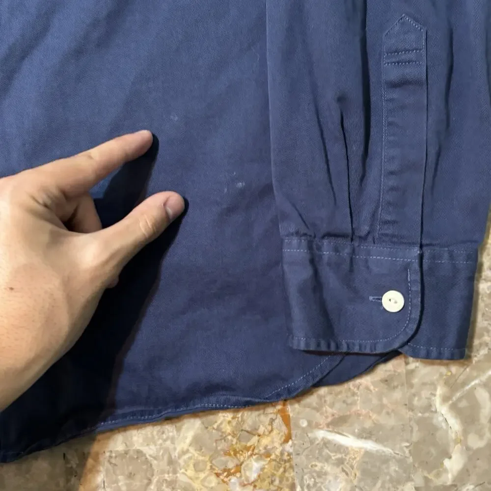 J Crew Shirt Mens XL Classic Blue Long Sleeve Button Oxford Cat Eye Buttons